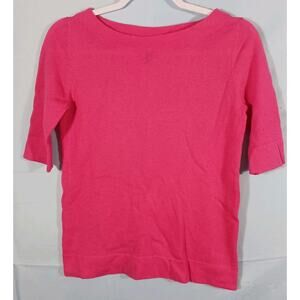 BCBG MAXAZRIA Sweater Women's XS Hot Pink Short Sleeve Merino Wool Cashmere